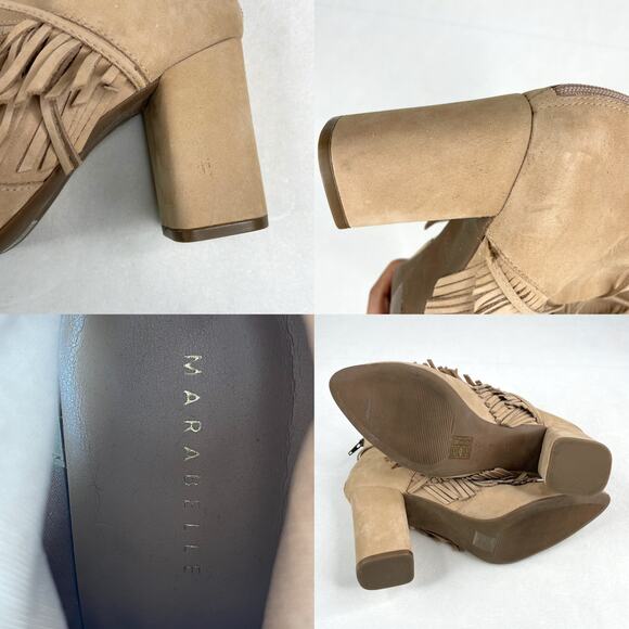 Marabelle Bacio Suede Beige Booties 8 - Picture 14 of 15